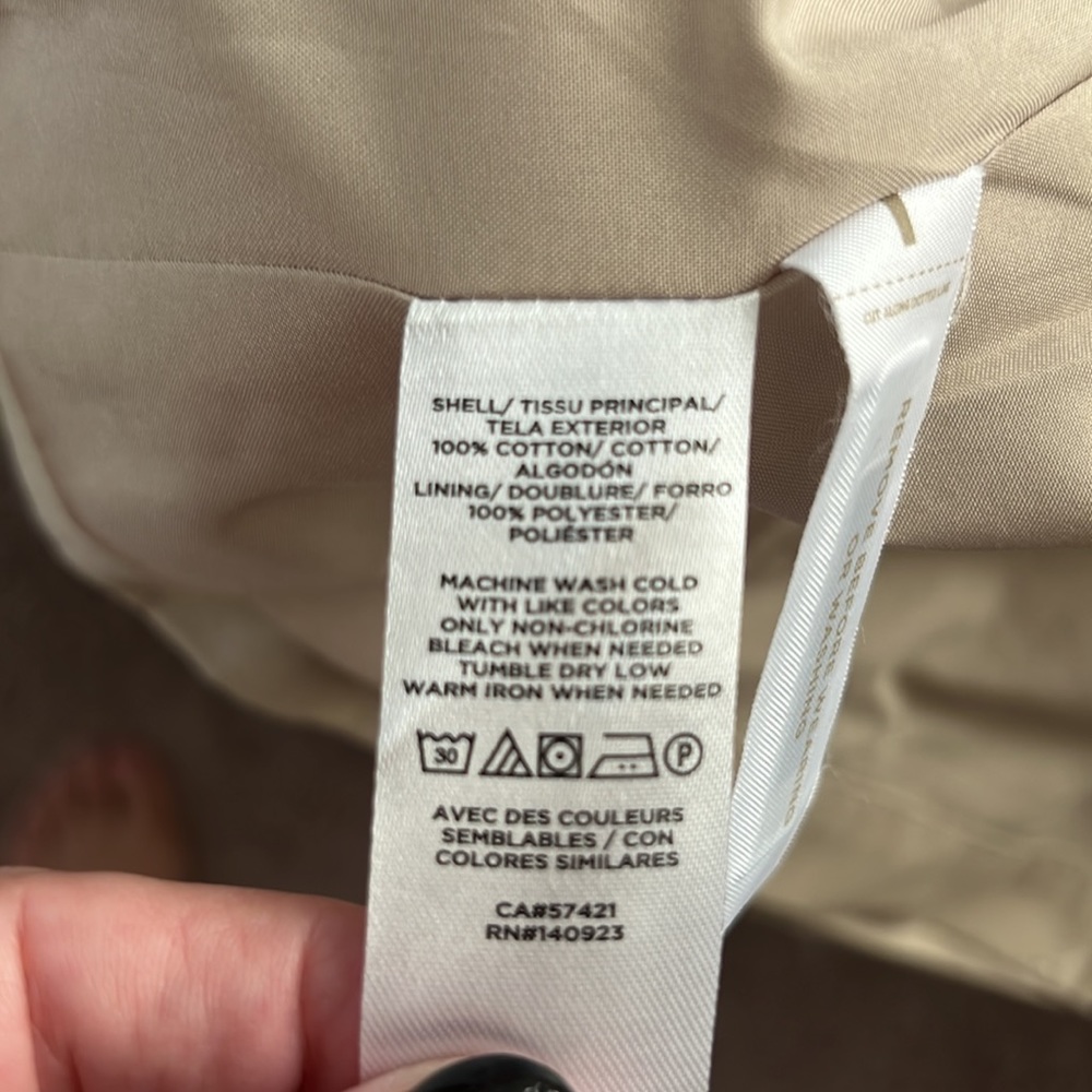Loft Khaki Trench Coat. XL. New with tags. Brown buttons, cuffs and pockets. - Picture 7 of 10